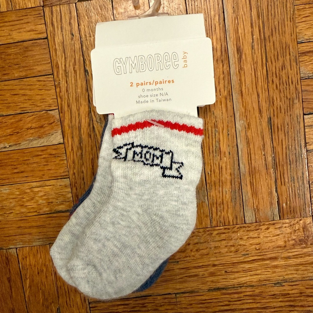 Gymboree Baby Socks with Red and Gray Stripes